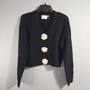 Black Sweater with Cream Accents